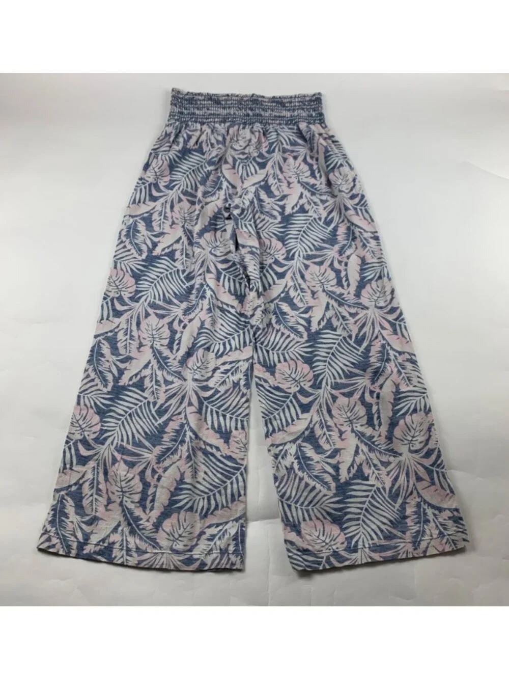 DAHUI Hawaii Linen Blend Pastel Palm Print Wide Leg Lounge Pant XL